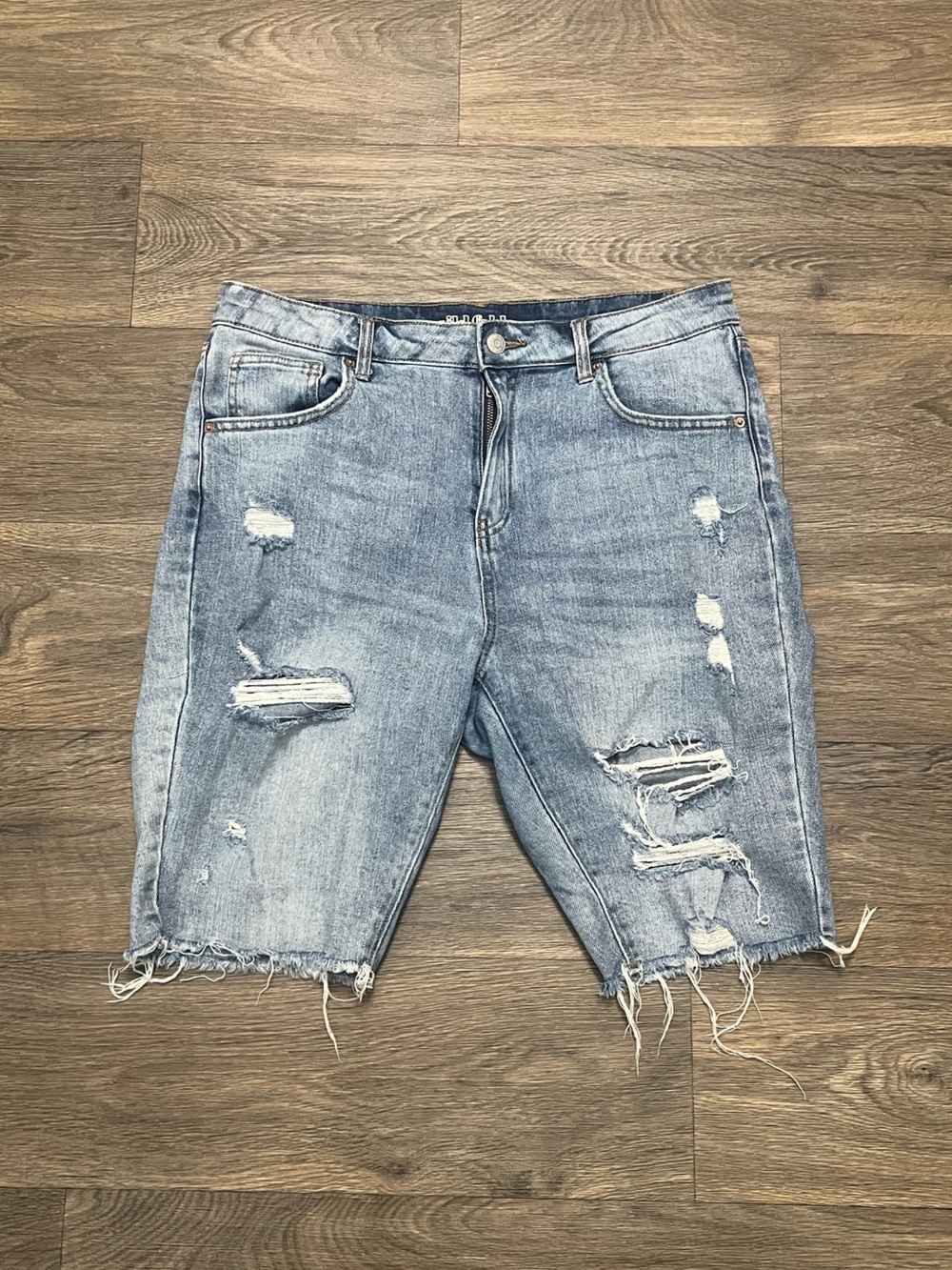 Wild Fable High Rise Bike Shorts Size 10 Distressed Blue Jean Shorts Bermuda